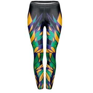 Adult Mardi Gras Purple, Green and Gold Fantasy 'Wings' Leggings Plus Size
